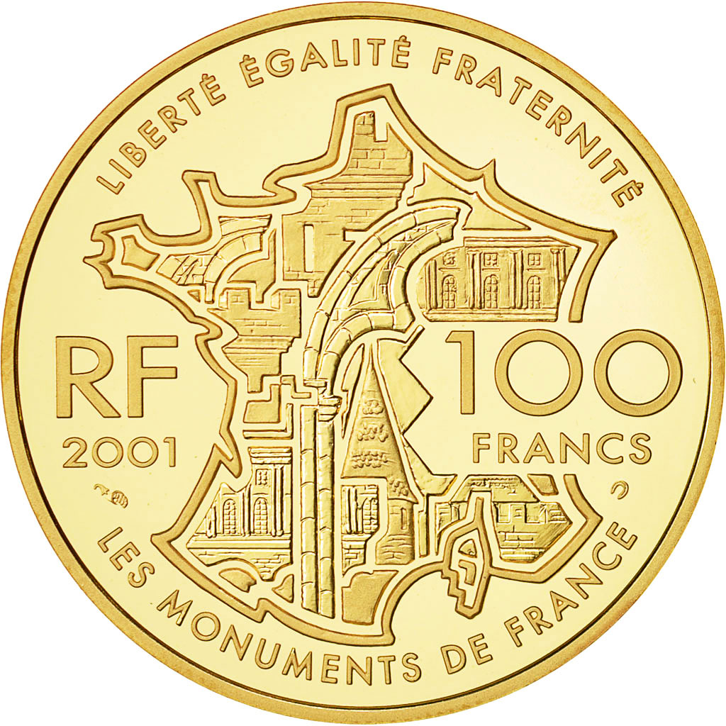 Moneta, Francia, Tour Eiffel, 100 Francs, 2001, FDC, Oro, KM:1275, Gadoury:C302
