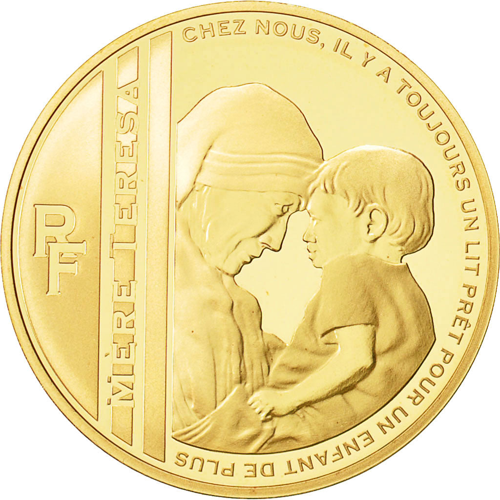 France, 50 Euro, Mere Teresa, 2010, MS(65-70), Gold, KM:1694