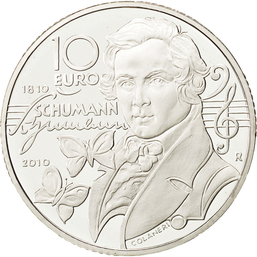 San Marino, 10 Euro, Schumann, 2010, MS(65-70), Silver, KM:497