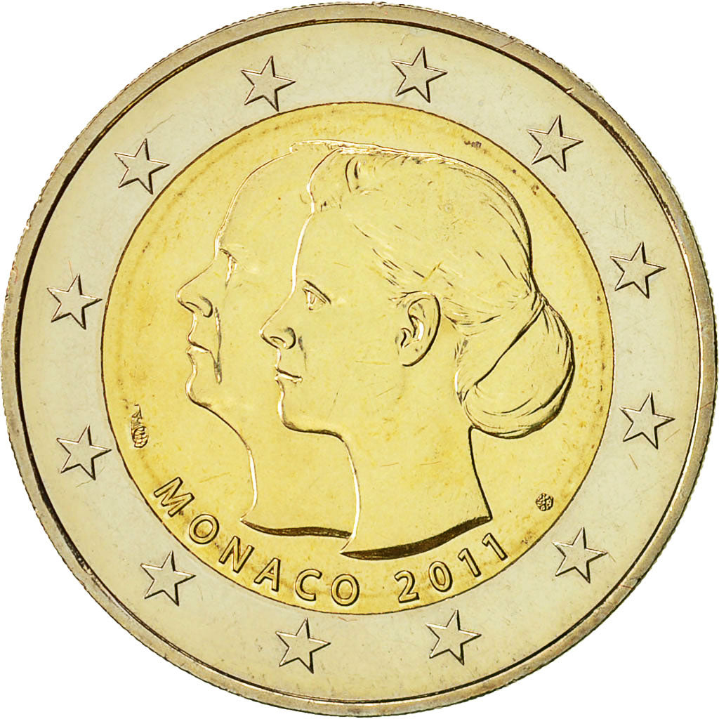 Monaco, 2 Euro, Mariage Princier, 2011, MS(65-70), Bi-Metallic, KM:196