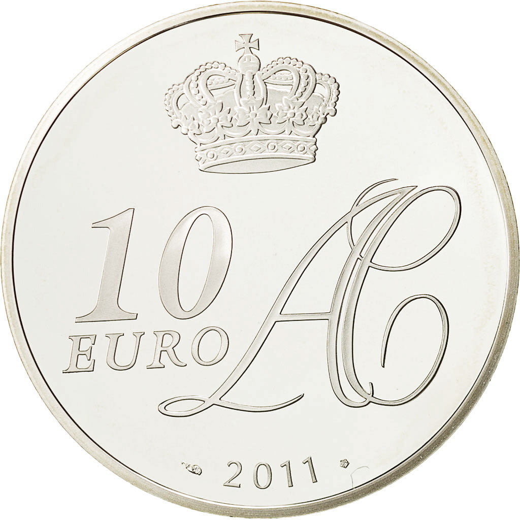 Monaco, 10 Euro, Mariage Princier, 2011, FDC, Argento
