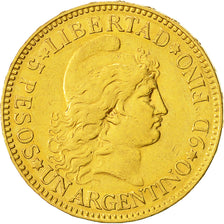 Coin, Argentina, Argentino, 1887, AU(50-53), Gold, KM:31