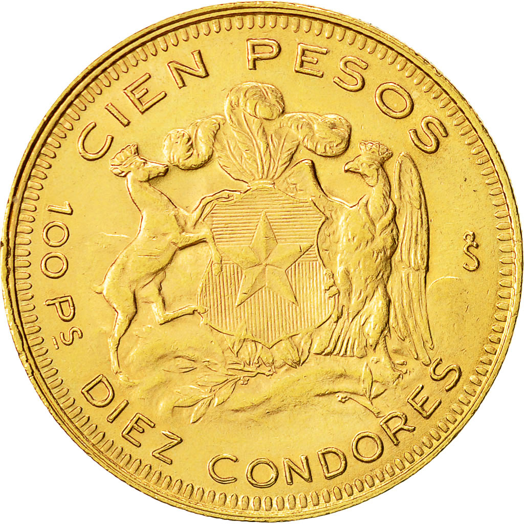 Coin, Chile, 100 Pesos, 1947, Santiago, MS(63), Gold, KM:175