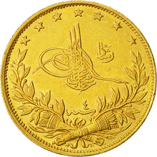 Coin, Turkey, Muhammad V, 100 Kurush, 1912, Qustantiniyah, MS(60-62), Gold
