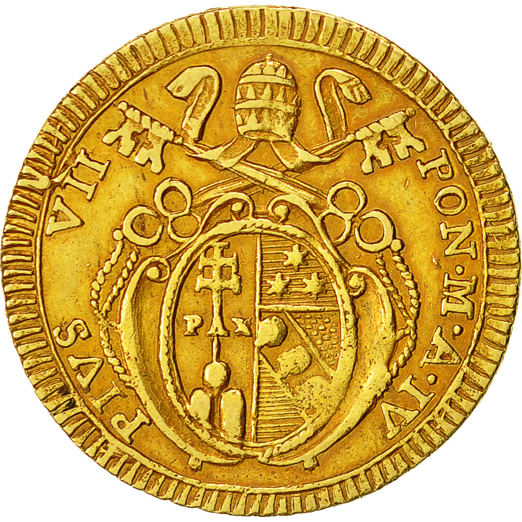 Coin, ITALIAN STATES, PAPAL STATES, Pius VII, Doppia, 1803, Rome, AU(50-53)