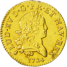 Coin, France, Louis XV, Louis d'or Mirliton, grandes palmes, 1724, Reims