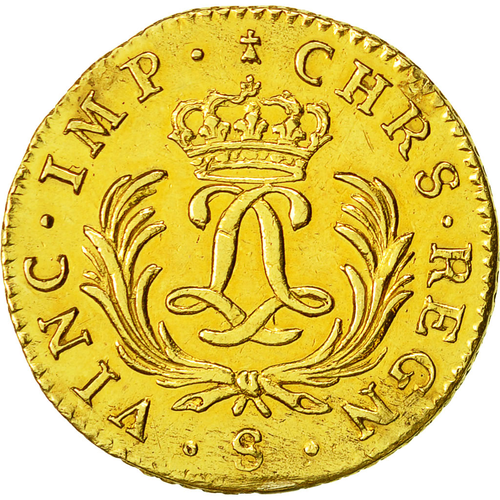 Coin, France, Louis XV, Louis d'or Mirliton, grandes palmes, 1724, Reims