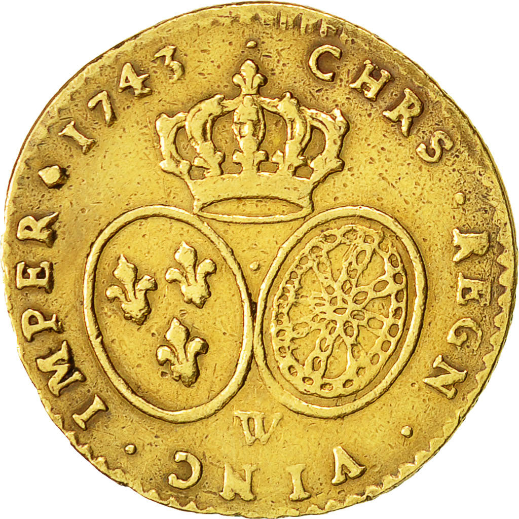 Coin, France, Louis XV, 1/2 Louis d'or au bandeau, 1743, Lille, KM:517.9