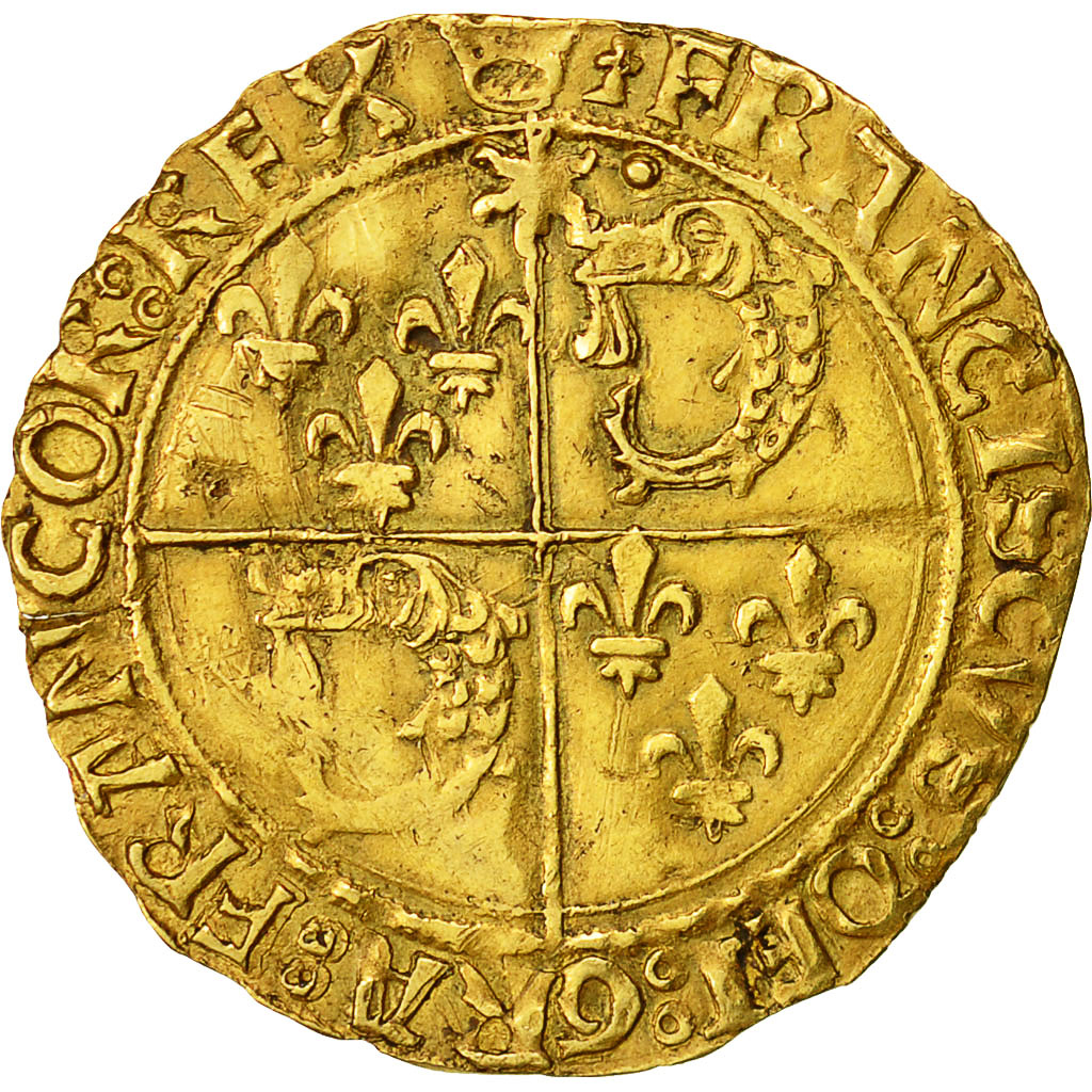 Moneda, Francia, François Ier, Ecu d'or, Cremieu, MBC, Oro, Duplessy:782