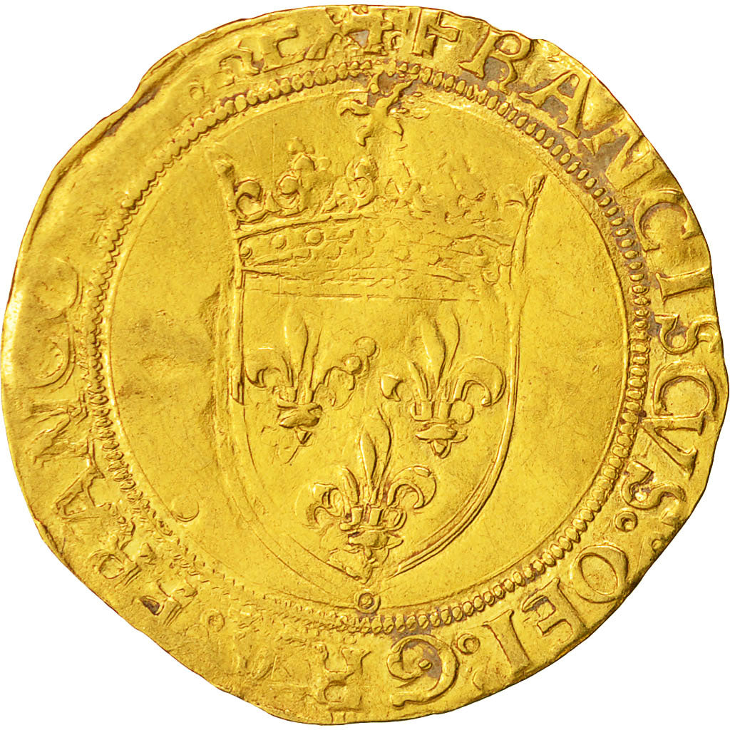 Munten, Frankrijk, François Ier, Ecu d'or, Paris, FR+, Goud, Duplessy:771A