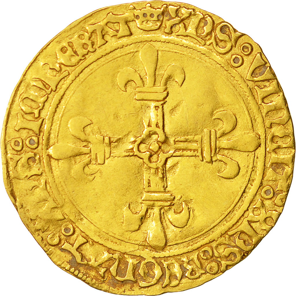 Moneta, Francia, Charles VIII, Ecu d'or, Rouen, BB, Oro, Duplessy:575