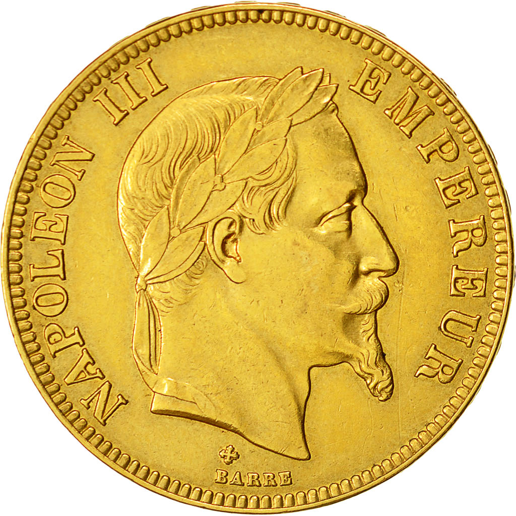 Moneta, Francia, Napoleon III, Napoléon III, 100 Francs, 1867, Strasbourg, BB