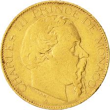 Monnaie, Monaco, Charles III, 20 Francs, Vingt, 1879, Paris, TTB, Or, KM:98