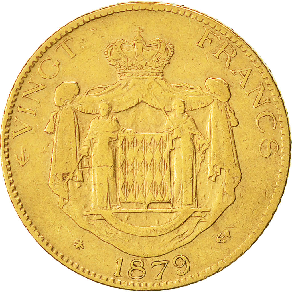 Monnaie, Monaco, Charles III, 20 Francs, Vingt, 1879, Paris, TTB, Or, KM:98
