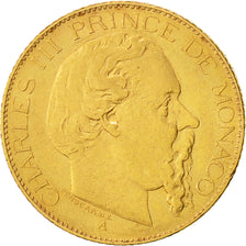 Coin, Monaco, Charles III, 20 Francs, Vingt, 1879, Paris, EF(40-45), Gold, KM:98
