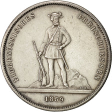 Munten, Zwitserland, 5 Francs, 1859, ZF+, Zilver, KM:S5