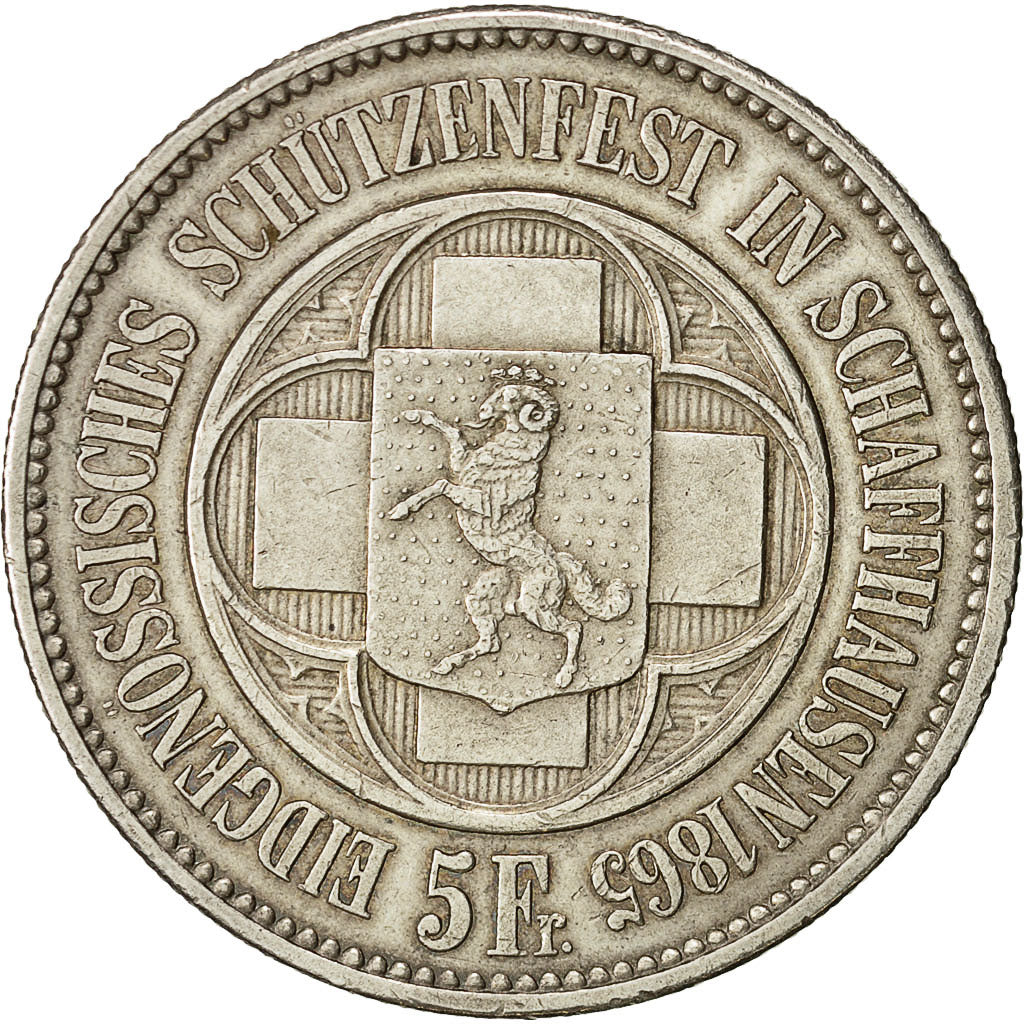 Coin, Switzerland, 5 Francs, 1865, AU(50-53), Silver, KM:S8