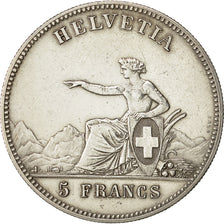Munten, Zwitserland, 5 Francs, 1863, ZF+, Zilver, KM:S7