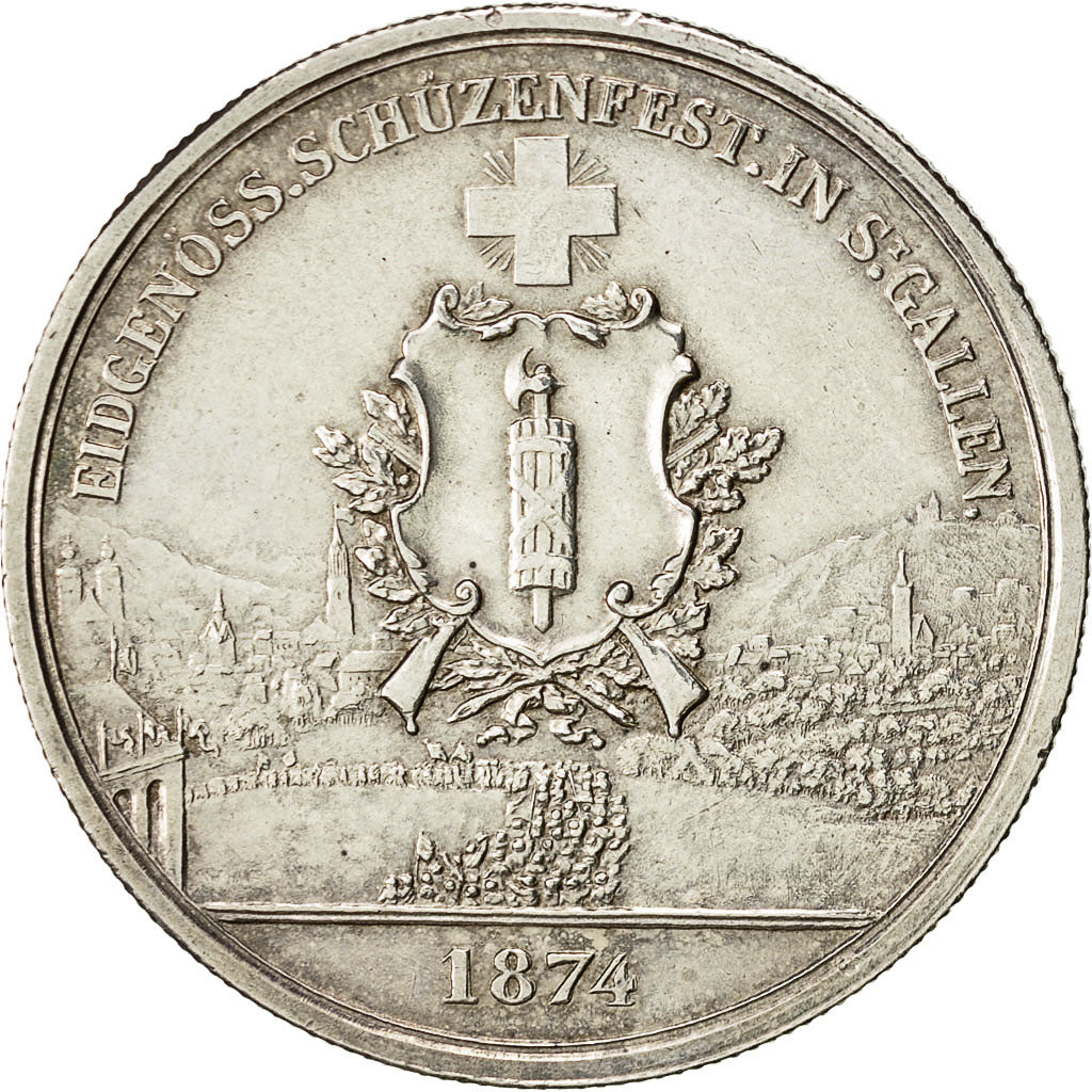 Coin, Switzerland, 5 Francs, 1874, AU(55-58), Silver, KM:S12
