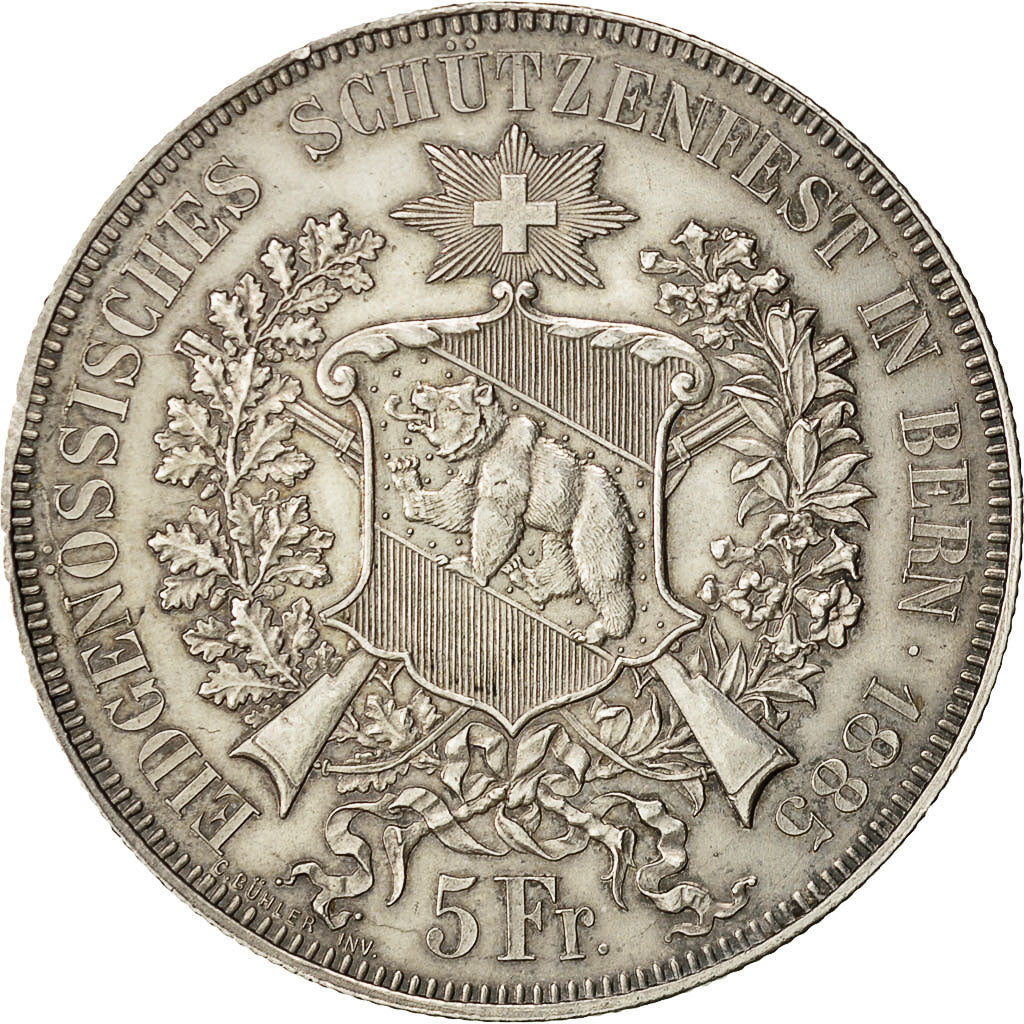 Coin, Switzerland, 5 Francs, 1885, AU(55-58), Silver, KM:S17