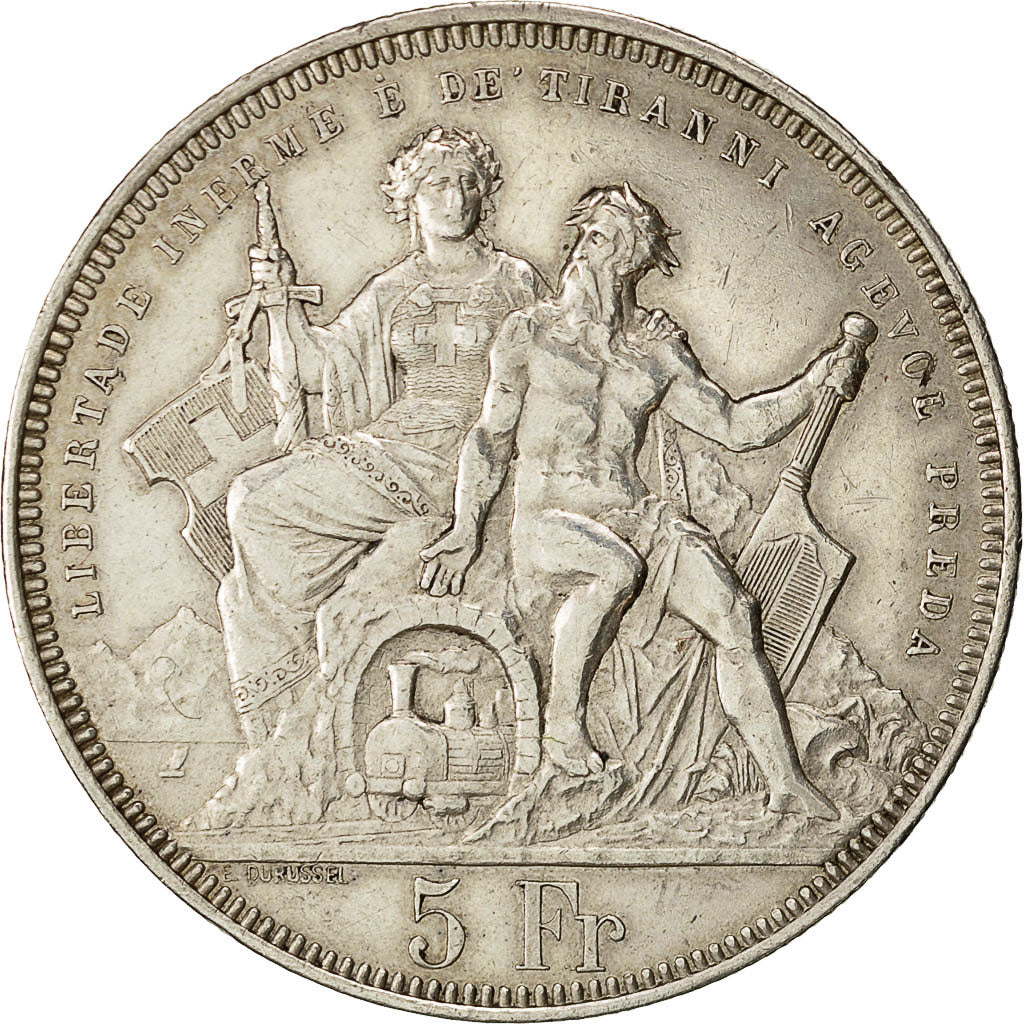 Coin, Switzerland, 5 Francs, 1883, EF(40-45), Silver, KM:S16