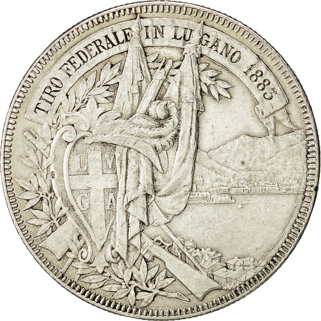 Coin, Switzerland, 5 Francs, 1883, EF(40-45), Silver, KM:S16