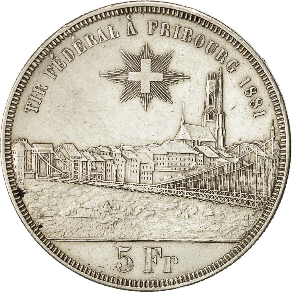Coin, Switzerland, 5 Francs, 1881, EF(40-45), Silver, KM:S15