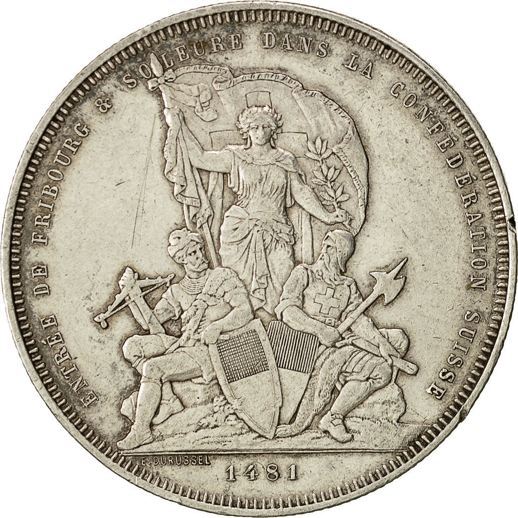 Coin, Switzerland, 5 Francs, 1881, EF(40-45), Silver, KM:S15