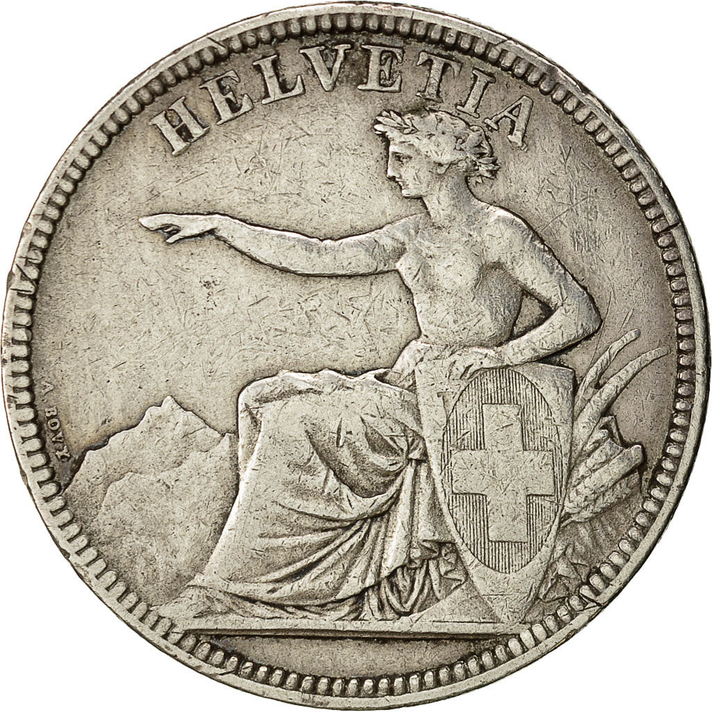 Coin, Switzerland, 5 Francs, 1874, Brussels, EF(40-45), Silver, KM:11