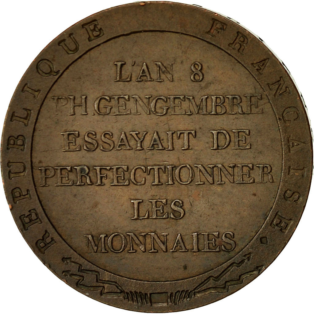 Coin, France, Lavoisier par Gengembre, 2 Francs, AN 8, AU(55-58), Copper