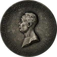 Cambodia, Medal, Couronnement de S.M. Sisowath I, 1906, AU(55-58), Silver