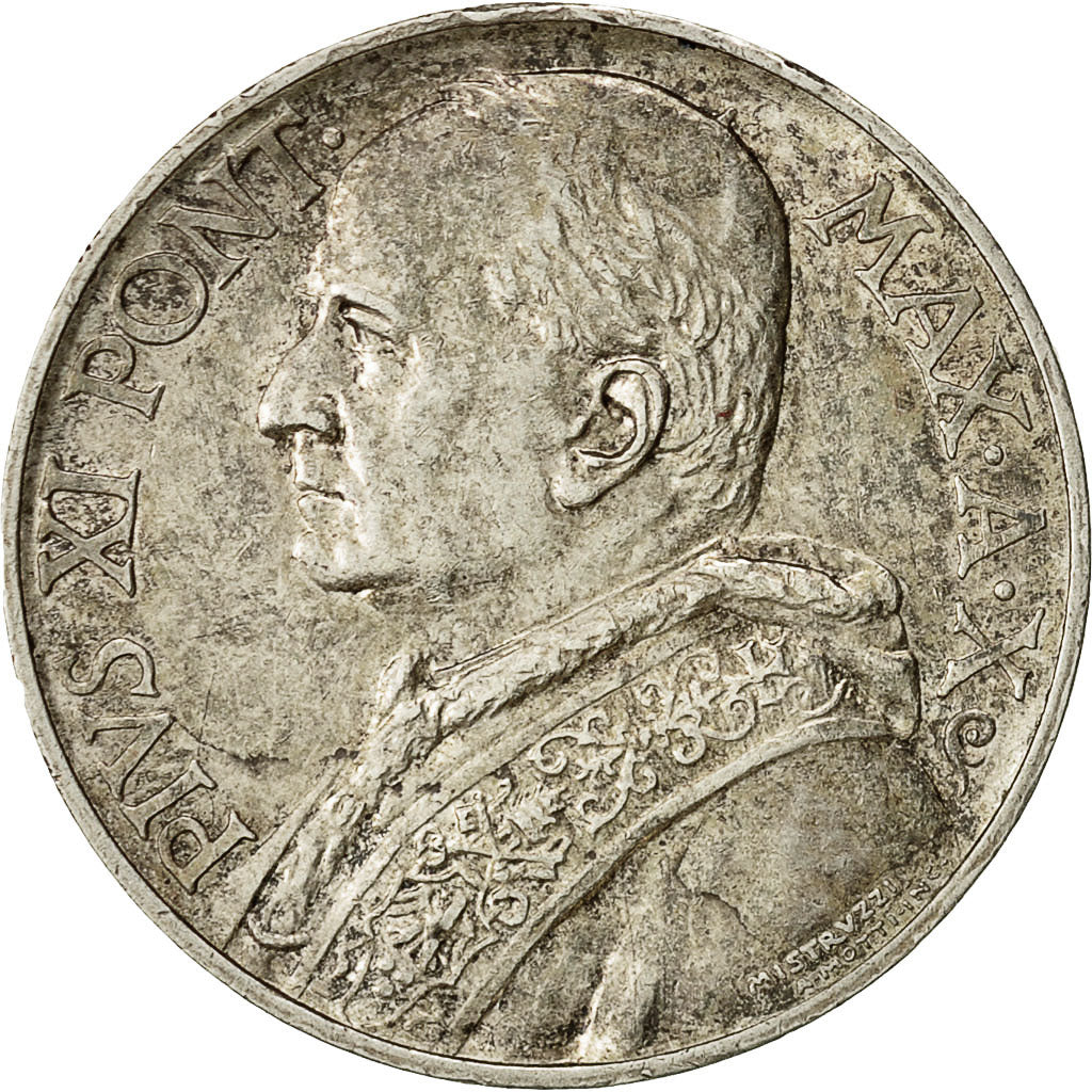 Coin, VATICAN CITY, Pius XI, 10 Lire, 1931, Roma, AU(55-58), Silver, KM:8