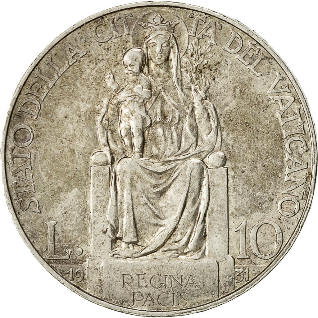 Coin, VATICAN CITY, Pius XI, 10 Lire, 1931, Roma, AU(55-58), Silver, KM:8