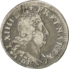 Moneda, Francia, Louis XIV, 5 Sols aux insignes, 1703, Strasbourg, KM:337.4