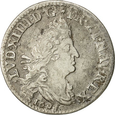 Moneta, Francia, Louis XIV, 4 Sols aux 2 L, 4 Sols, 1691, Lille, MB+, Argento