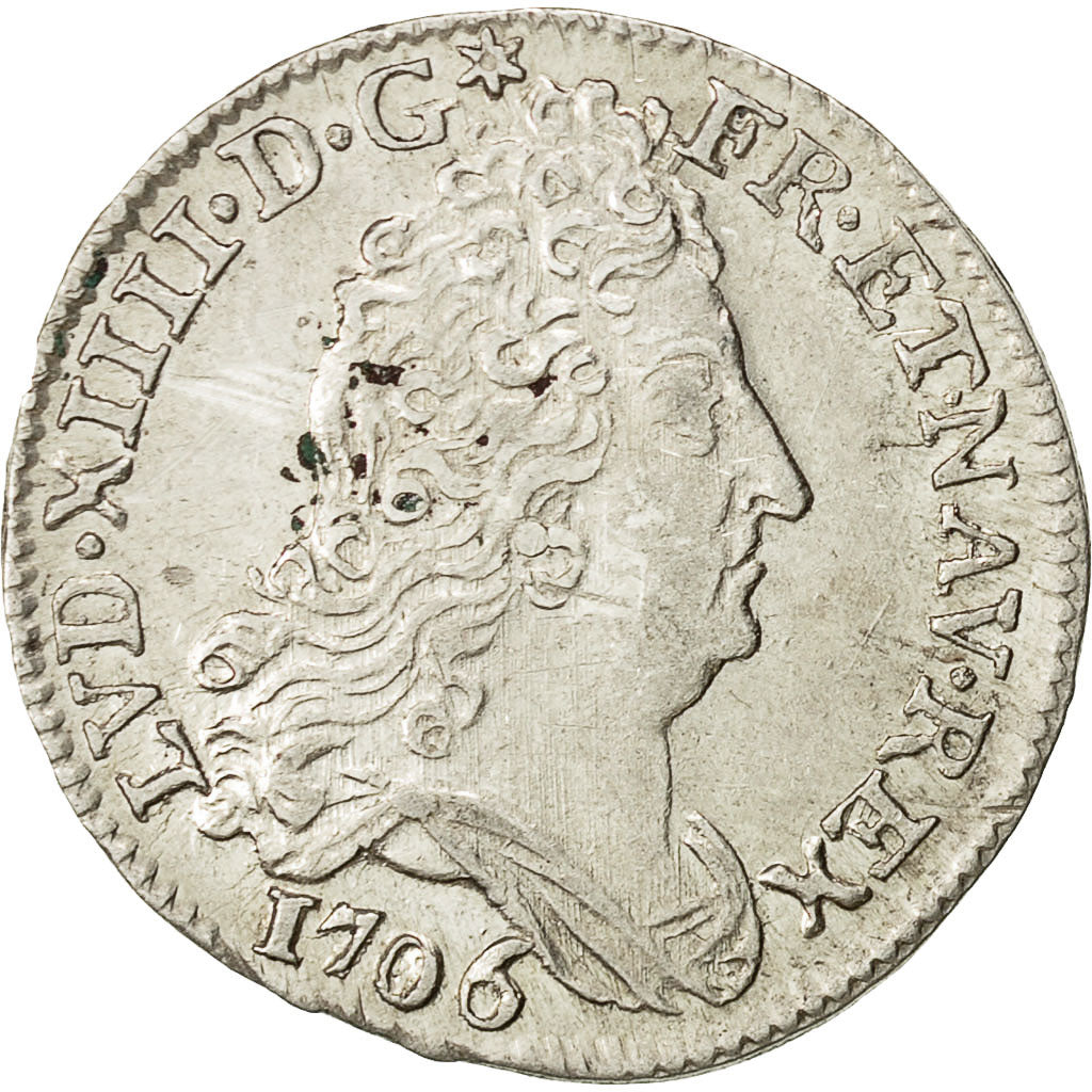 Coin, France, Louis XIV, 10 Sols aux insignes, 10 Sols-1/8 Ecu, 1706, Rennes