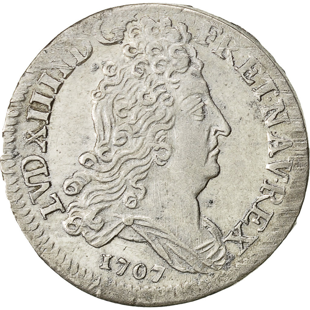 Münze, Frankreich, Louis XIV, 10 Sols aux insignes, 10 Sols-1/8 Ecu, 1707