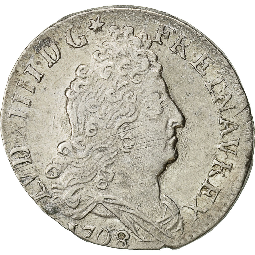 Monnaie, France, Louis XIV, 10 Sols aux insignes, 10 Sols-1/8 Ecu, 1708, Rennes