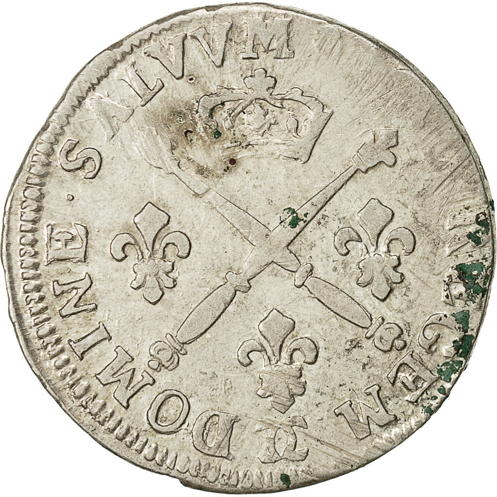 Monnaie, France, Louis XIV, 20 Sols aux insignes, 1/4 Ecu, 1708, Besançon, TB+