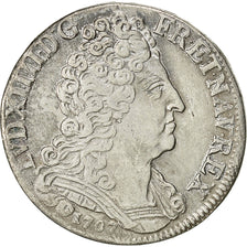 Coin, France, Louis XIV, 20 Sols aux insignes, 1/4 Ecu, 1707, Paris, EF(40-45)