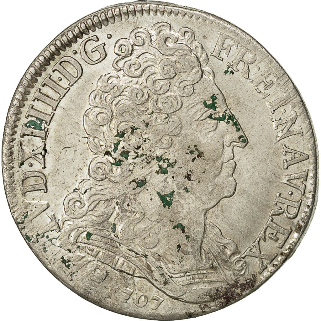 Monnaie, France, Louis XIV, 20 Sols aux insignes, 1/4 Ecu, 1707, Paris, TTB