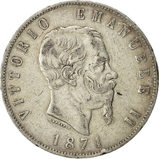 Münze, Italien, Vittorio Emanuele II, 5 Lire, 1871, Milan, SS, Silber, KM:8.3