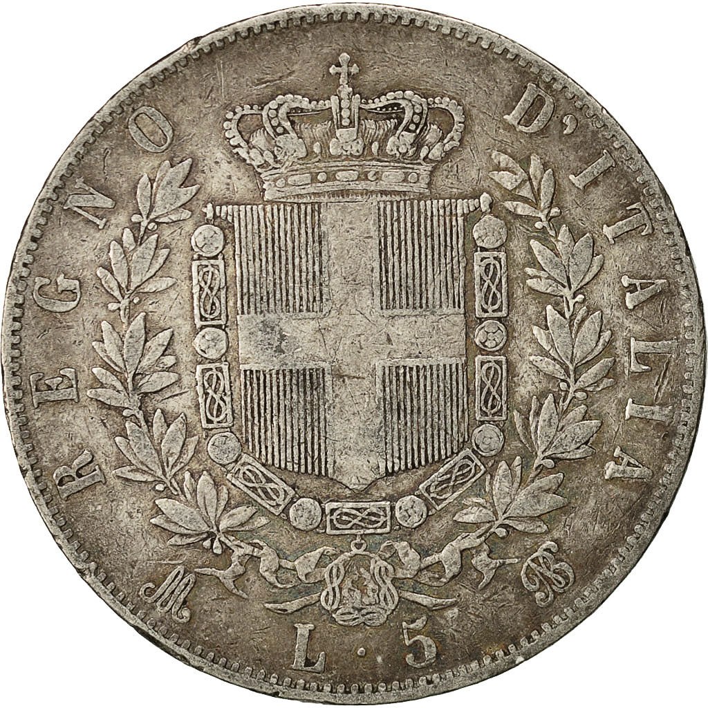 Münze, Italien, Vittorio Emanuele II, 5 Lire, 1871, Milan, SS, Silber, KM:8.3