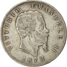 Coin, Italy, Vittorio Emanuele II, 5 Lire, 1872, Milan, VF(30-35), Silver