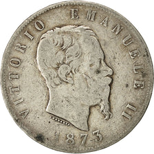 Münze, Italien, Vittorio Emanuele II, 5 Lire, 1873, Milan, S+, Silber, KM:8.3