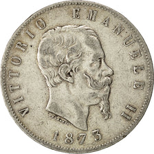 Coin, Italy, Vittorio Emanuele II, 5 Lire, 1873, Milan, EF(40-45), Silver