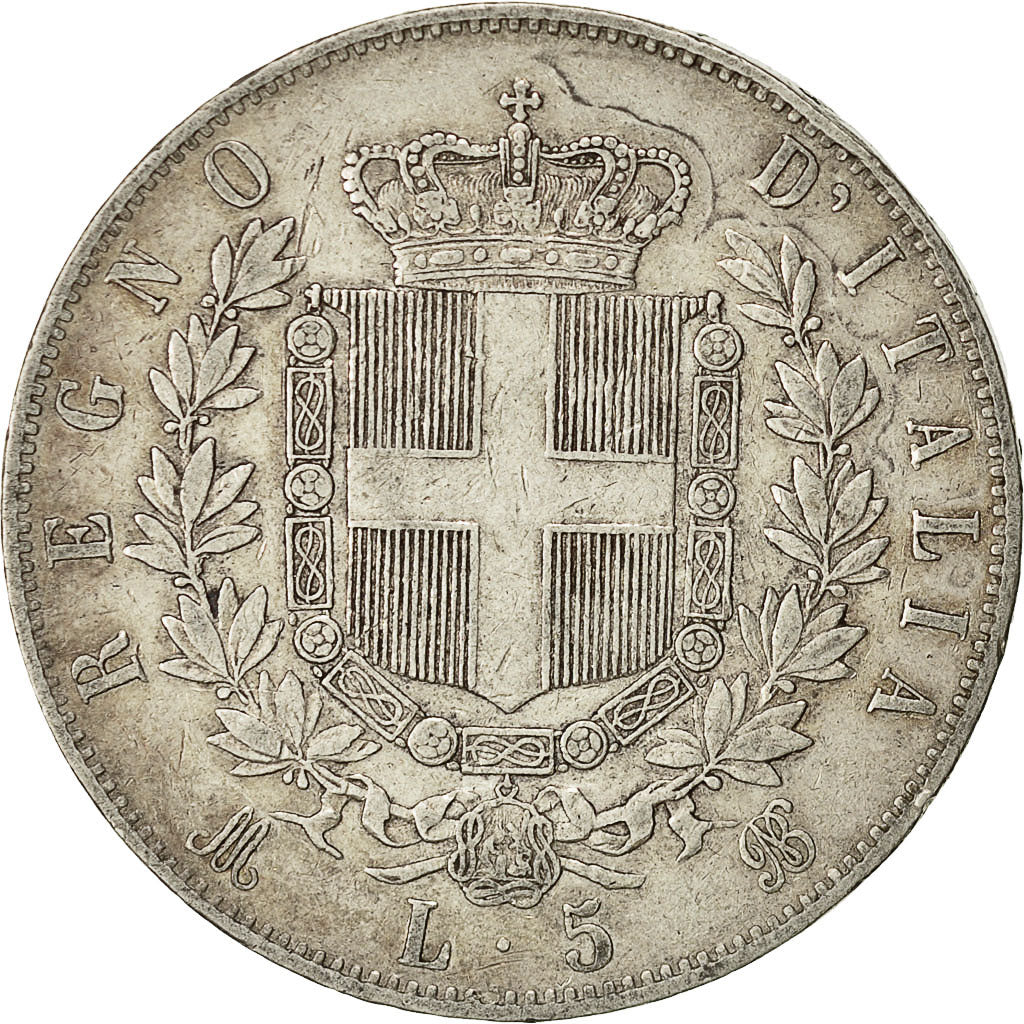 Münze, Italien, Vittorio Emanuele II, 5 Lire, 1874, Milan, SS, Silber, KM:8.3