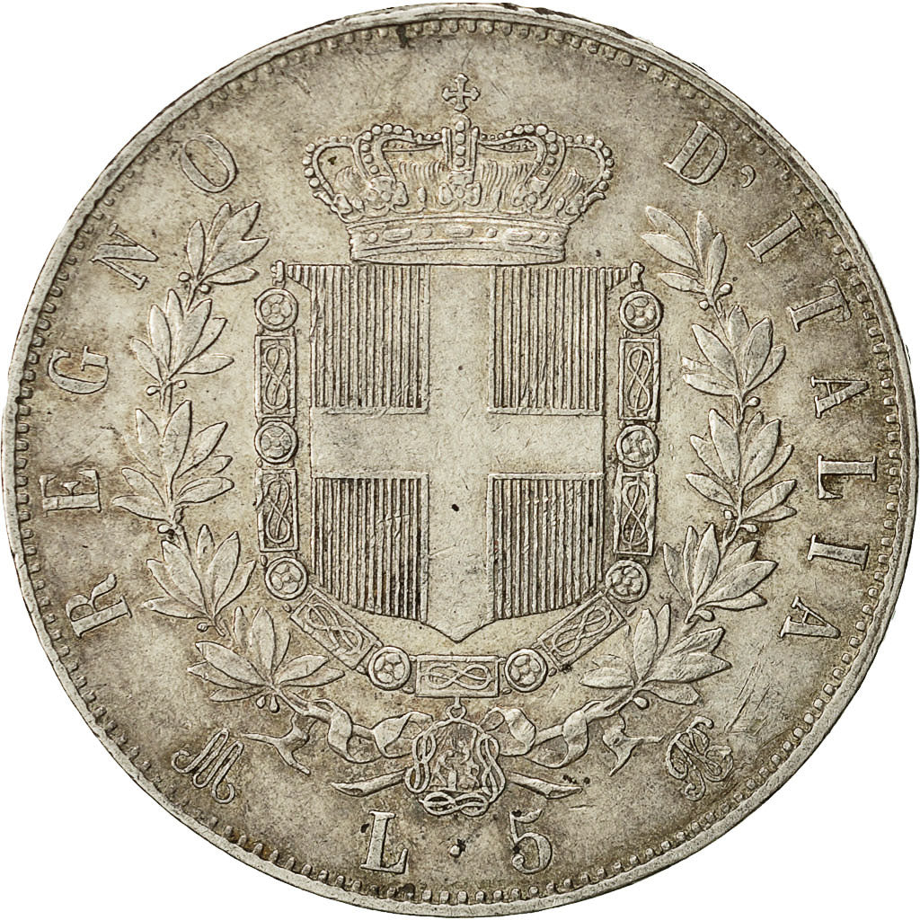 Coin, Italy, Vittorio Emanuele II, 5 Lire, 1874, Milan, AU(50-53), Silver