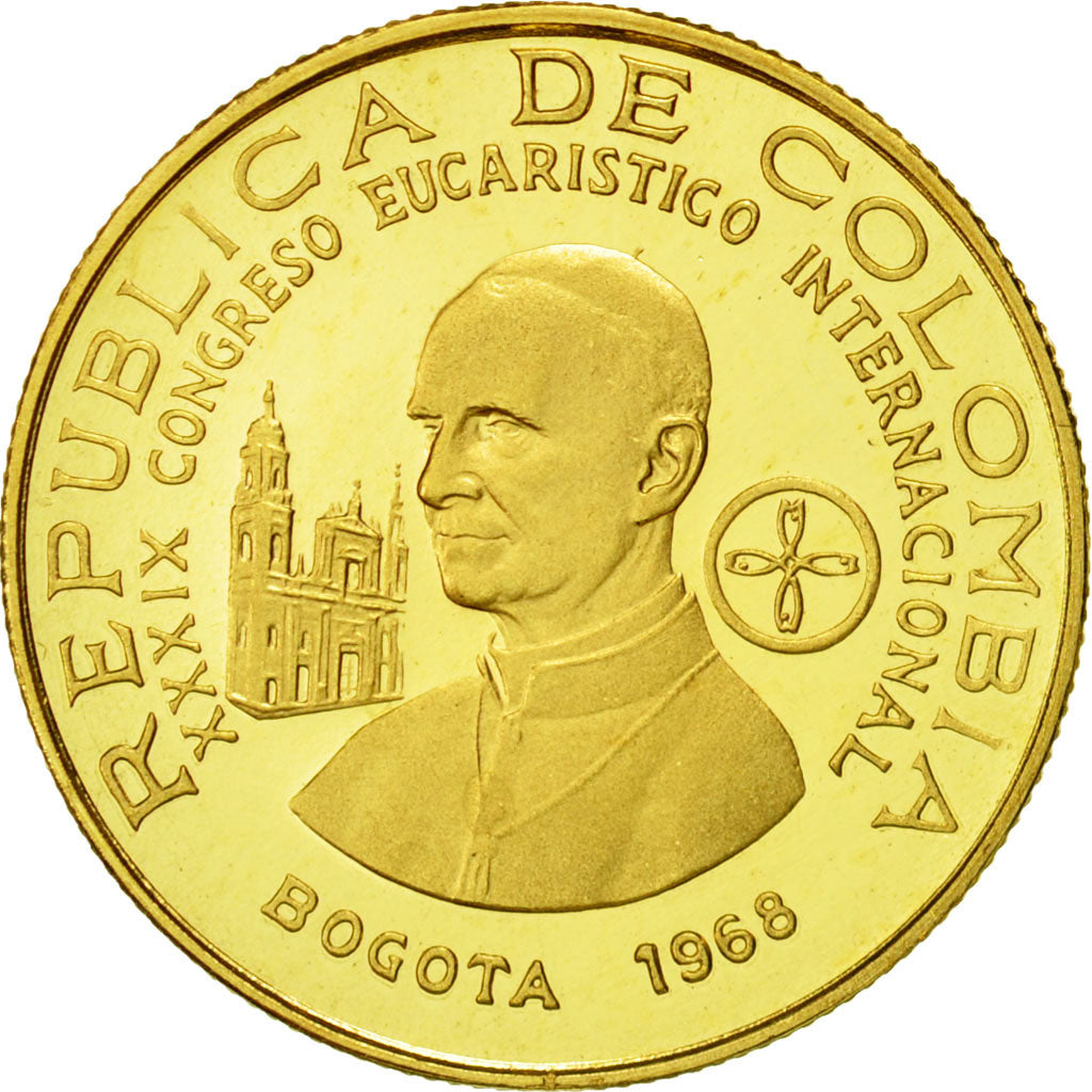 Moneda, Colombia, 100 Pesos, 1968, SC, Oro, KM:231