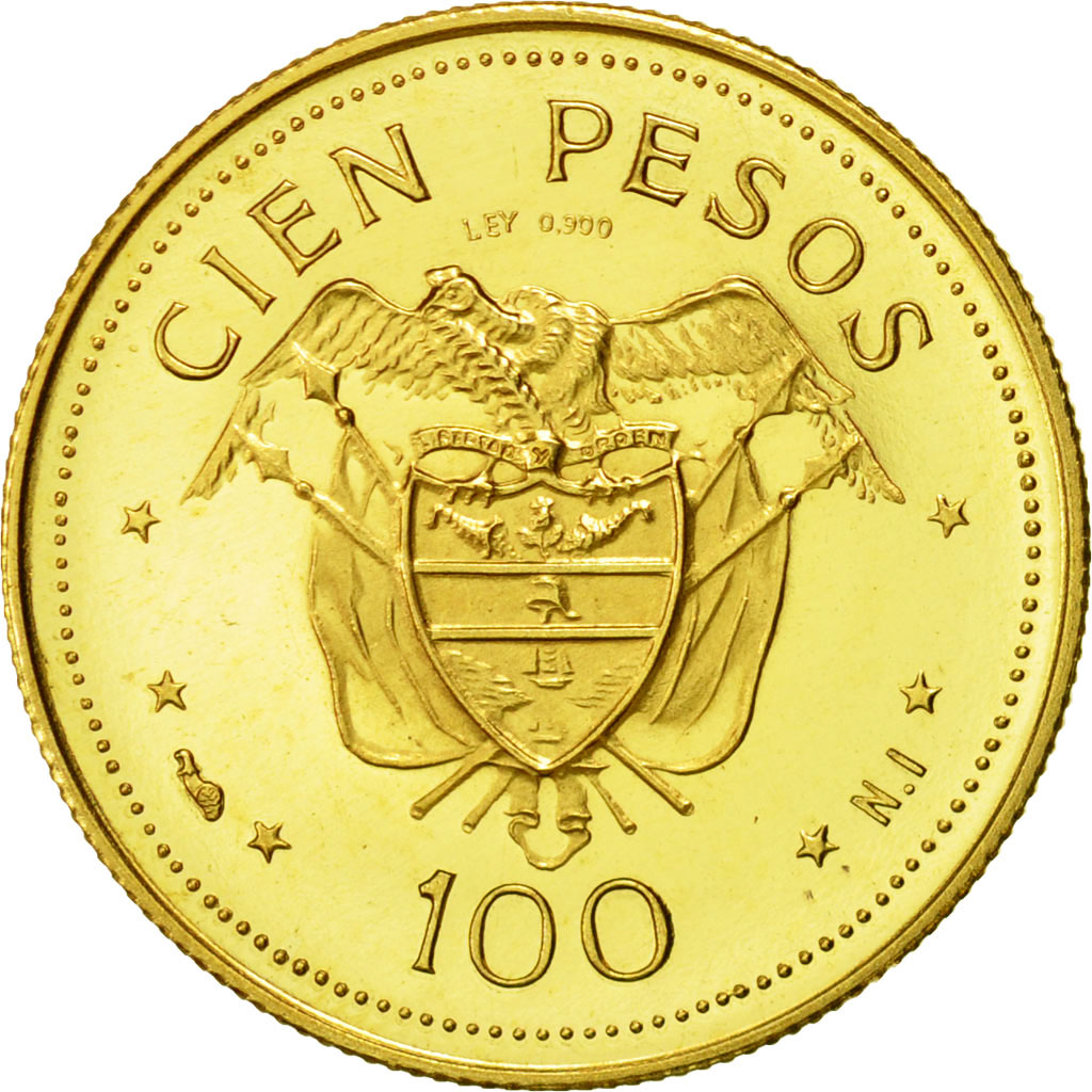 Moneda, Colombia, 100 Pesos, 1968, SC, Oro, KM:231
